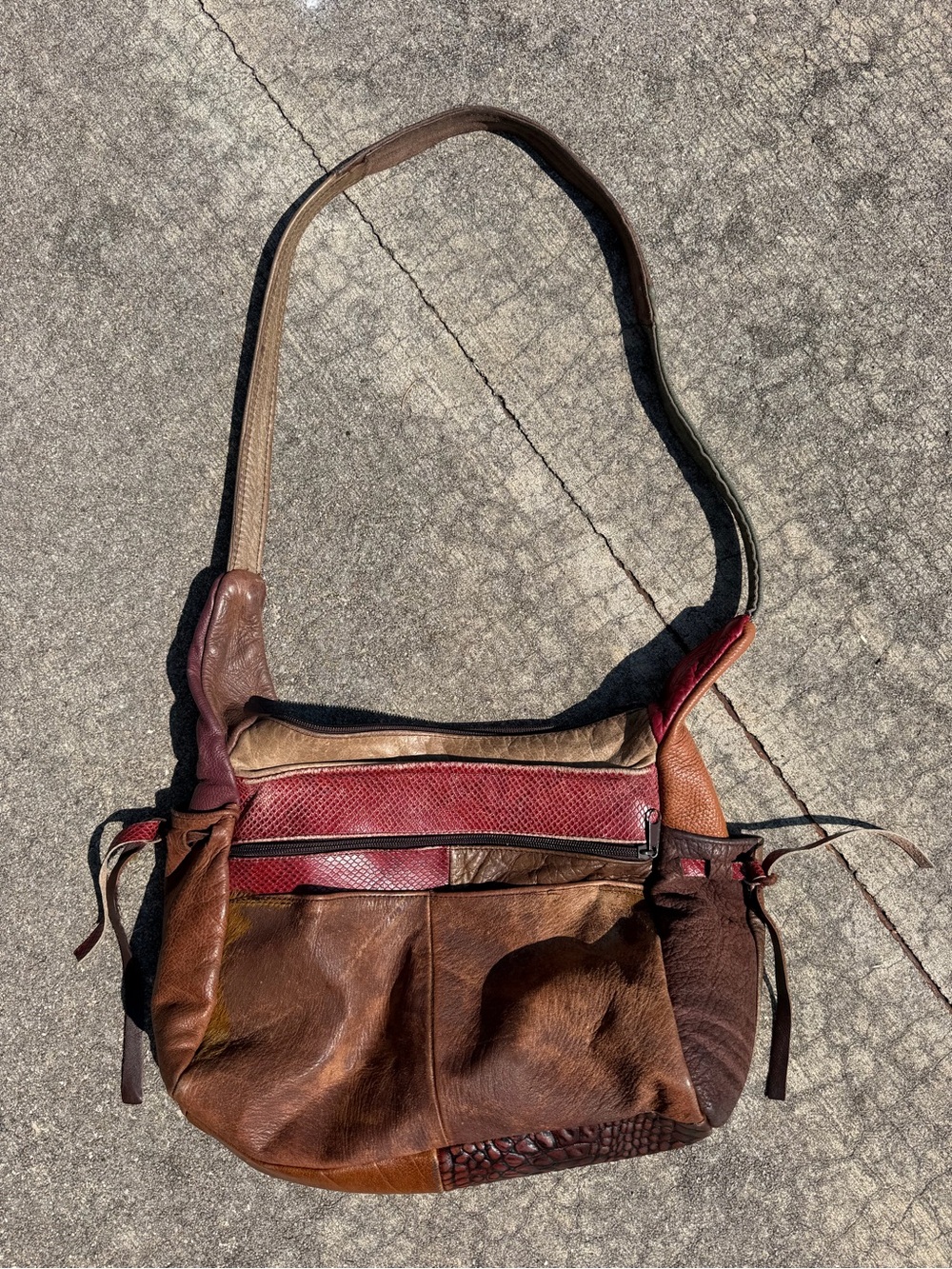 Genuine Leather Y2K Vintage Patchwork Boho Bag Purse